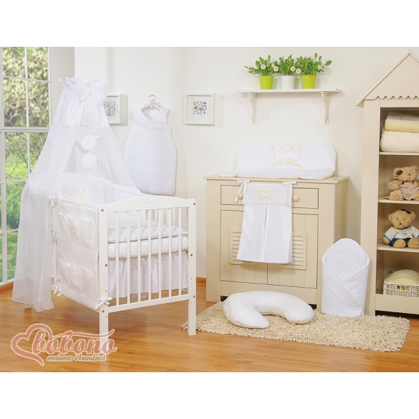 7pcs Ensemble Linge Ciel Tour de Lit Bébé Blanc Prince / Princess