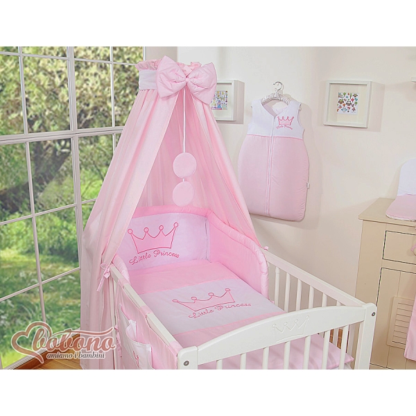 7pcs Ensemble Linge Ciel Tour de Lit Bébé Rose Prince / Princess