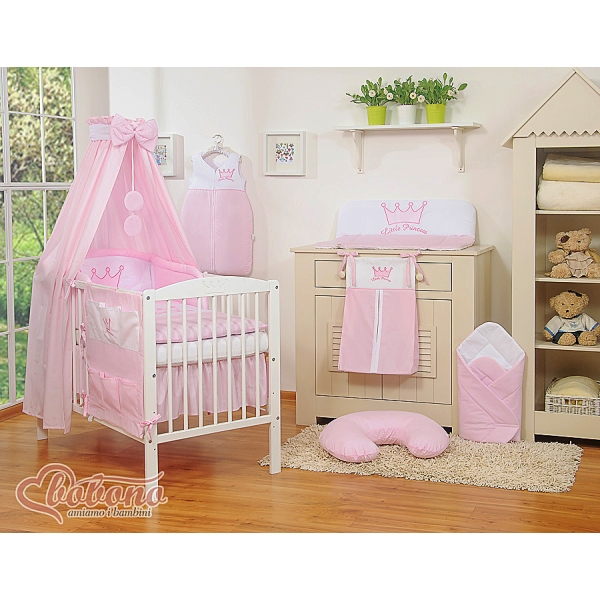 7pcs Ensemble Linge Ciel Tour de Lit Bébé Rose Prince / Princess