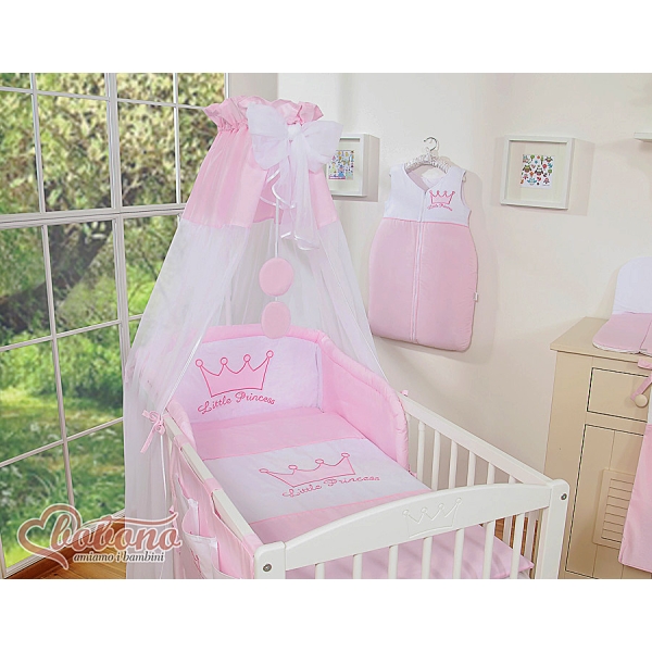 7pcs Ensemble Linge Ciel Tour de Lit Bébé Rose Prince / Princess