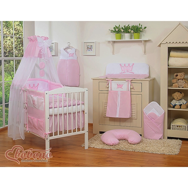 7pcs Ensemble Linge Ciel Tour de Lit Bébé Rose Prince / Princess