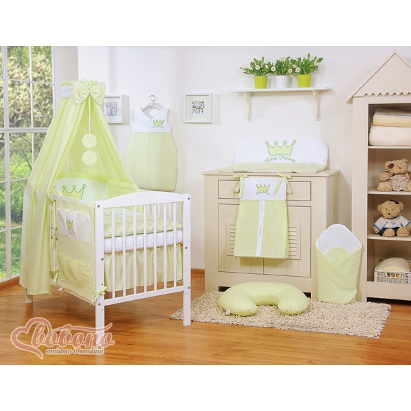 7pcs Ensemble Linge Ciel Tour de Lit Bébé Vert Prince / Princess