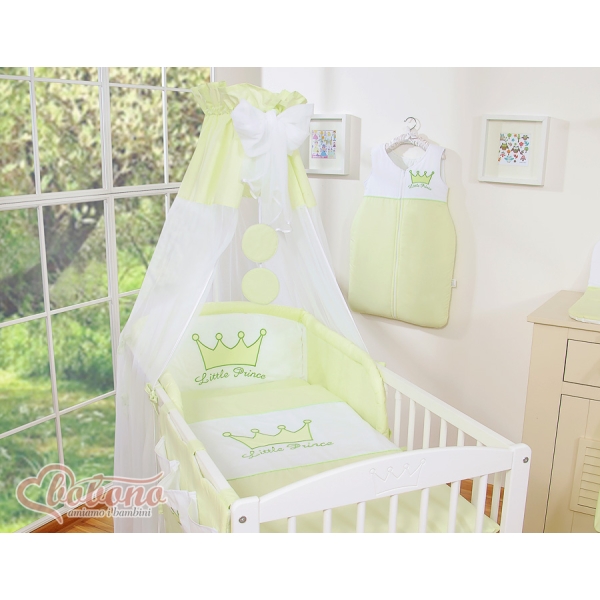 7pcs Ensemble Linge Ciel Tour de Lit Bébé Vert Prince / Princess