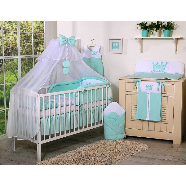7pcs Ensemble Lit Bébé Ciel Tour de Lit Menthe Prince / Princess
