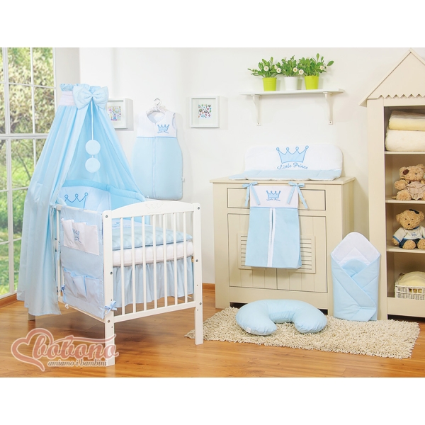 Baldaquin en Tissu pour Lit de Bébé Bleu Prince / Princess