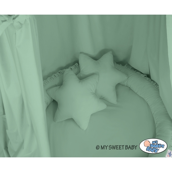 Baldaquin Suspendu + Nid à Volants + Oreillers Blanc Vert