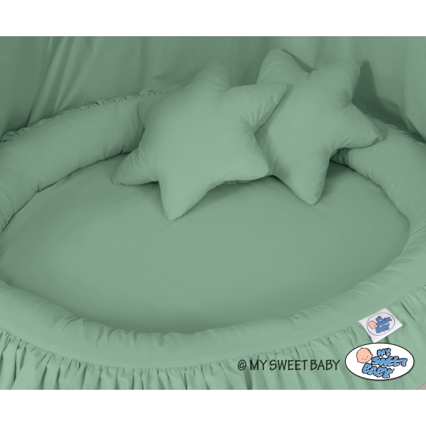 Baldaquin Suspendu + Nid à Volants + Oreillers Blanc Vert