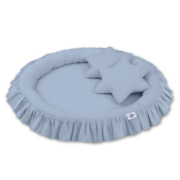 Baldaquin Suspendu + Nid à Volants + Oreillers Bleu Pastel