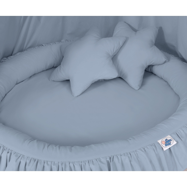 Baldaquin Suspendu + Nid à Volants + Oreillers Bleu Pastel