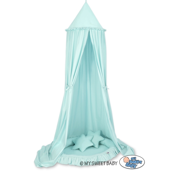 Baldaquin Suspendu + Nid à Volants + Oreillers Menthe