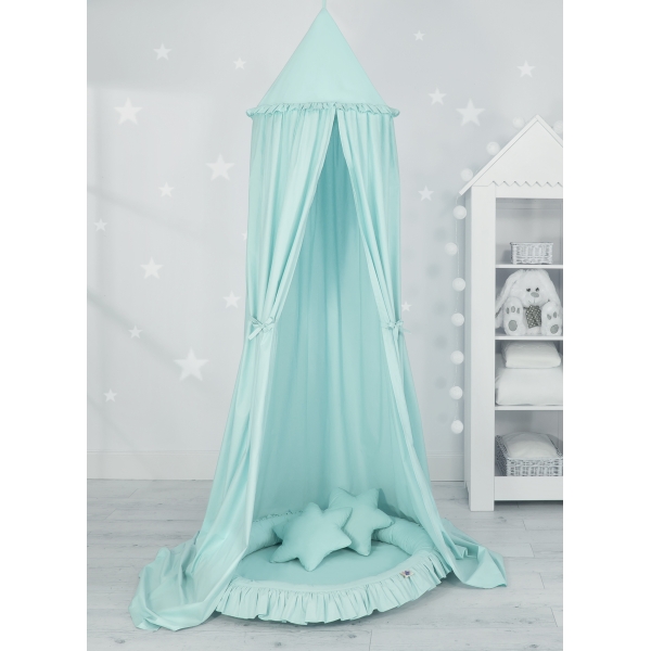 Baldaquin Suspendu + Nid à Volants + Oreillers Menthe