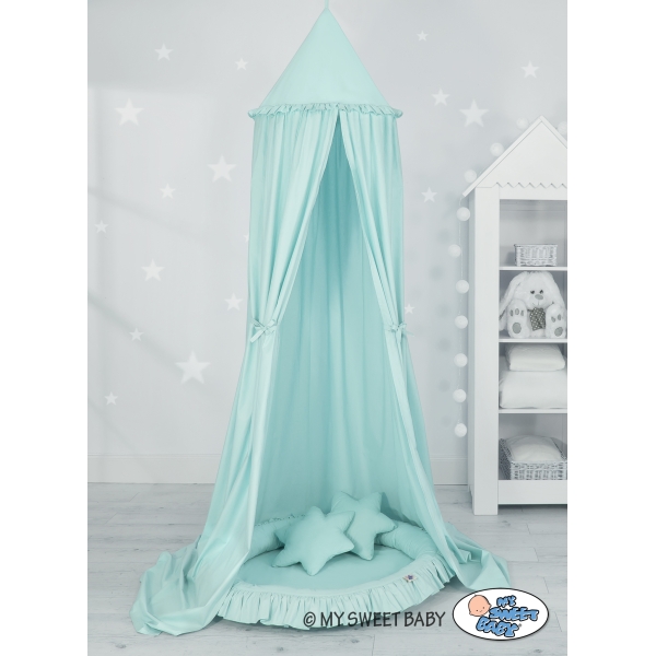 Baldaquin Suspendu + Nid à Volants + Oreillers Menthe