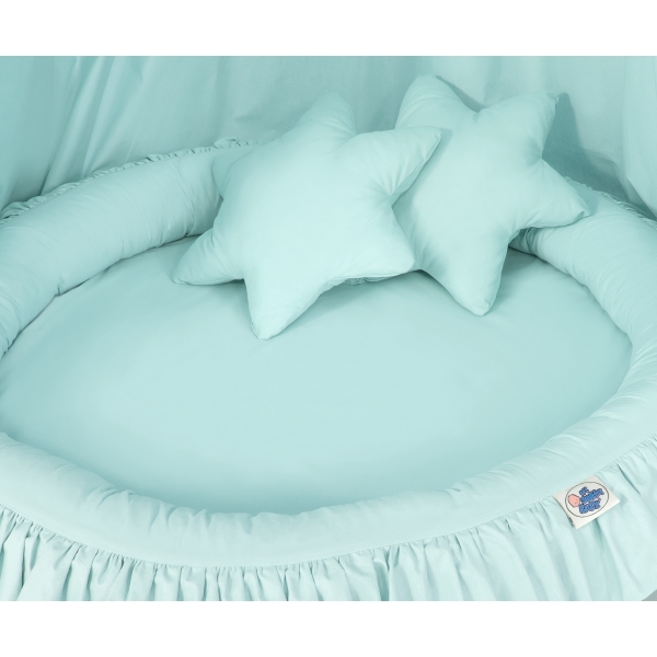 Baldaquin Suspendu + Nid à Volants + Oreillers Menthe