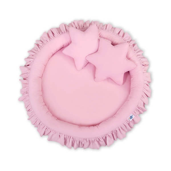 Baldaquin Suspendu + Nid à Volants + Oreillers Rose pour Fille