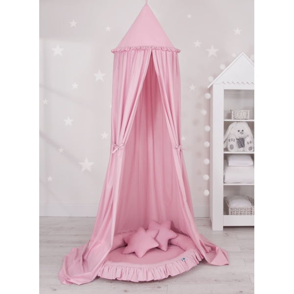 Baldaquin Suspendu + Nid à Volants + Oreillers Rose pour Fille