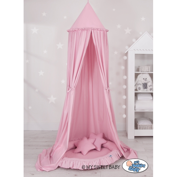 Baldaquin Suspendu + Nid à Volants + Oreillers Rose pour Fille