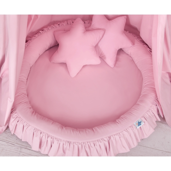 Baldaquin Suspendu + Nid à Volants + Oreillers Rose pour Fille