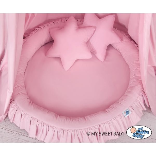 Baldaquin Suspendu + Nid à Volants + Oreillers Rose pour Fille