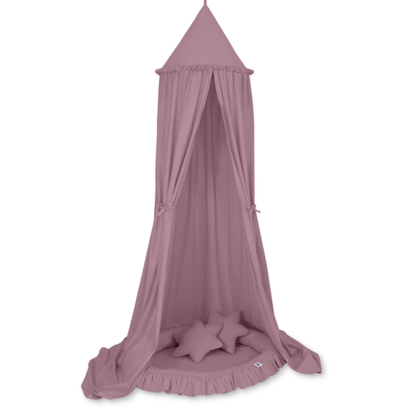 Baldaquin Suspendu + Nid à Volants + Oreillers Violet Pastel
