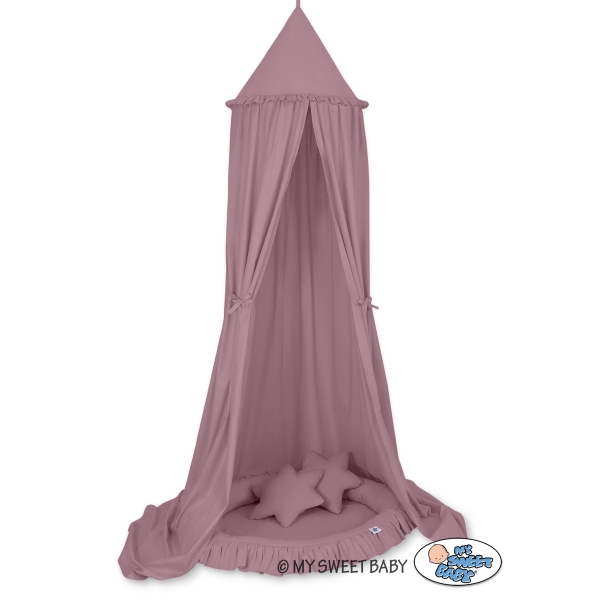 Baldaquin Suspendu + Nid à Volants + Oreillers Violet Pastel
