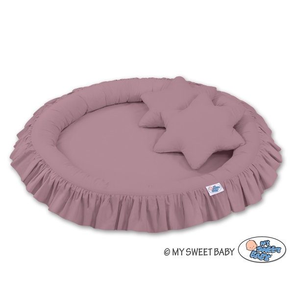 Baldaquin Suspendu + Nid à Volants + Oreillers Violet Pastel