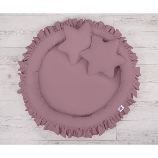 Baldaquin Suspendu + Nid à Volants + Oreillers Violet Pastel