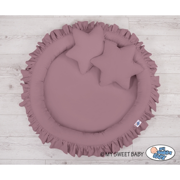 Baldaquin Suspendu + Nid à Volants + Oreillers Violet Pastel