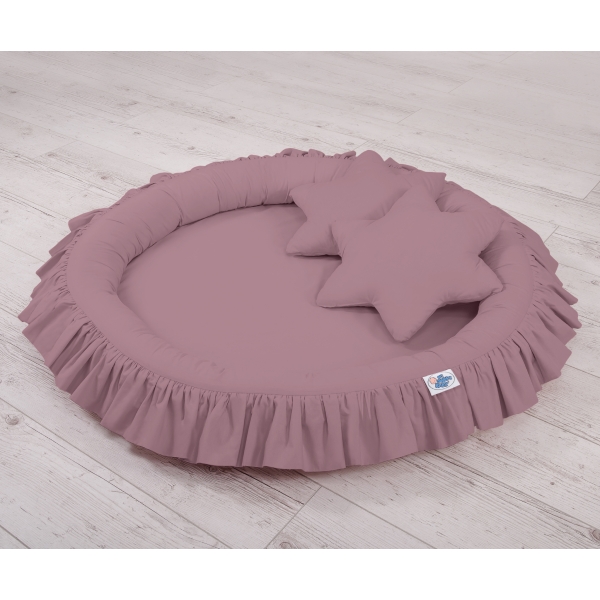 Baldaquin Suspendu + Nid à Volants + Oreillers Violet Pastel