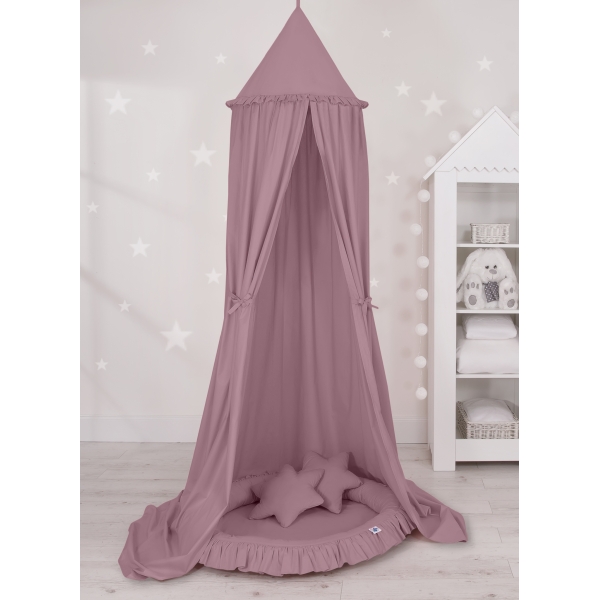 Baldaquin Suspendu + Nid à Volants + Oreillers Violet Pastel