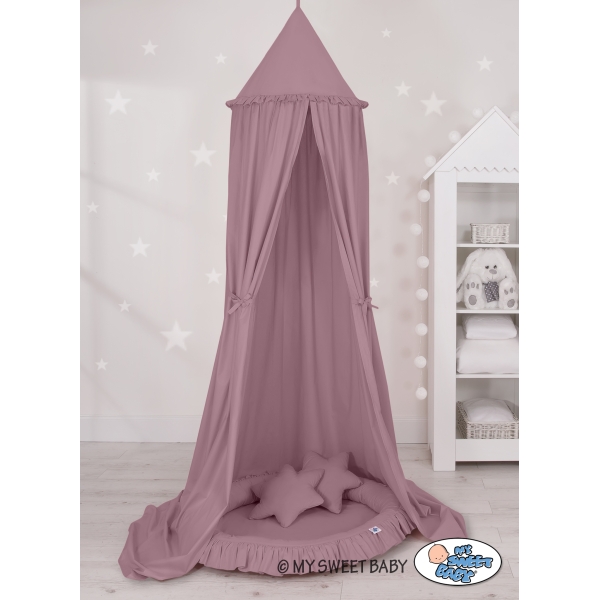 Baldaquin Suspendu + Nid à Volants + Oreillers Violet Pastel