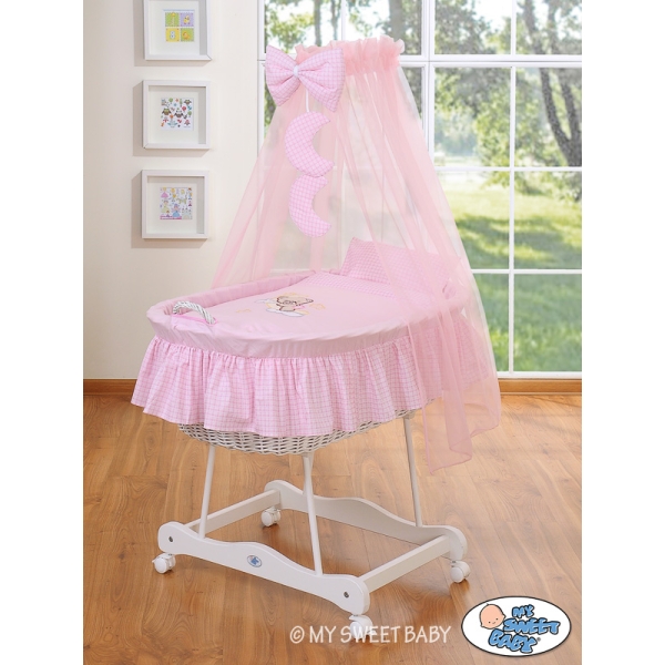 Berceau à Ciel de Lit avec Textile Retombant Rose Nuit