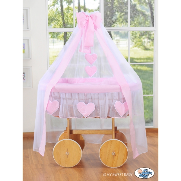 Berceau Bébé Deluxe à Ciel et Textile Rose Amelie pour Fille