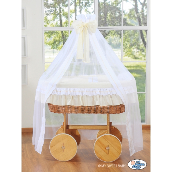 Berceau Bébé en Osier à Ciel avec Textile Crème Bellamy