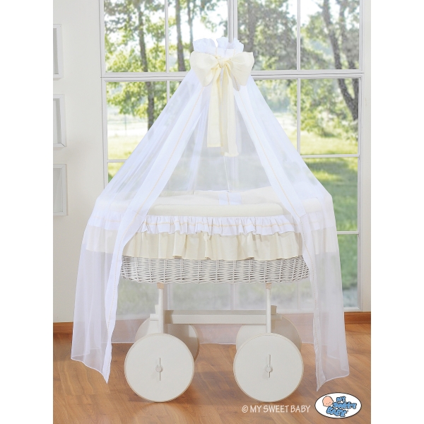 Berceau Bébé en Osier à Ciel avec Textile Crème Bellamy