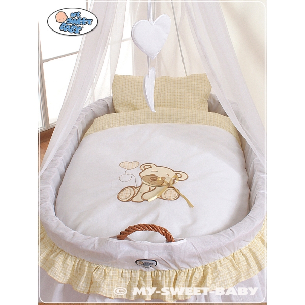 Berceau Bébé en Osier Complet à Ciel avec Textile Retombant Blanc Papillon