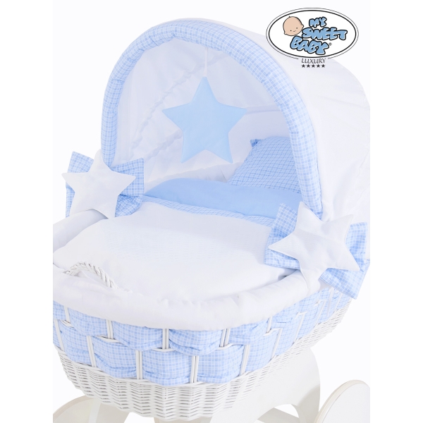 Berceau Bébé Osier Complet Textile avec Canopy Isabella