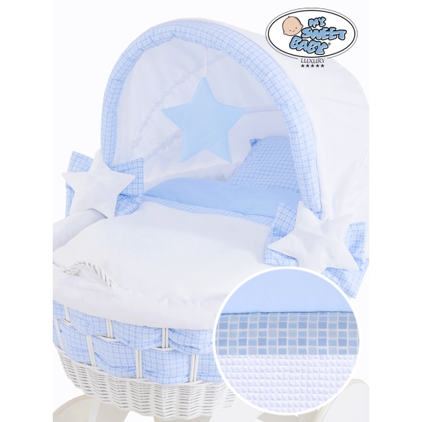 Berceau Bébé Osier Complet Textile avec Canopy Isabella