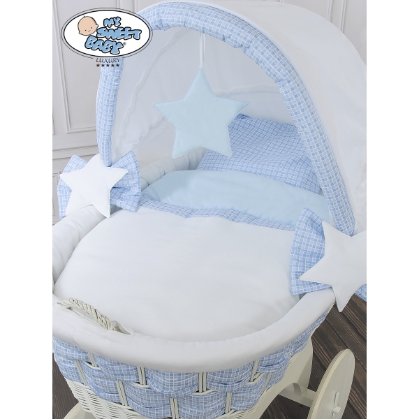 Berceau Bébé Osier Complet Textile avec Canopy Isabella