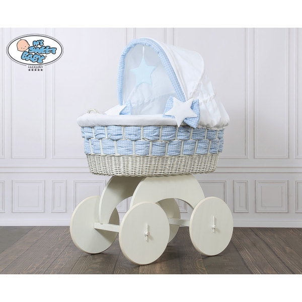Berceau Bébé Osier Complet Textile avec Canopy Isabella