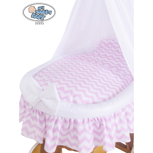 Berceau Bébé Osier Complet Textile Ciel Roues Hannah
