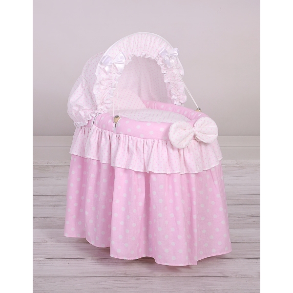 Berceau de Poupée Princesse Rose avec Canopy Rose à Pois