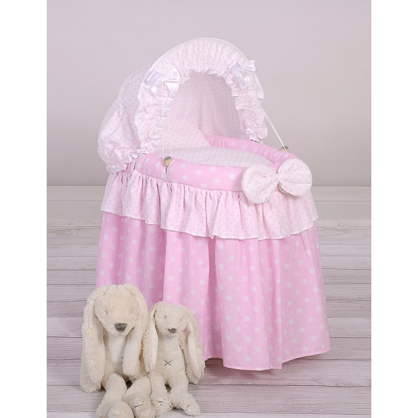 Berceau de Poupée Princesse Rose avec Canopy Rose à Pois
