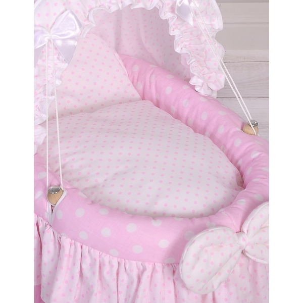 Berceau de Poupée Princesse Rose avec Canopy Rose à Pois