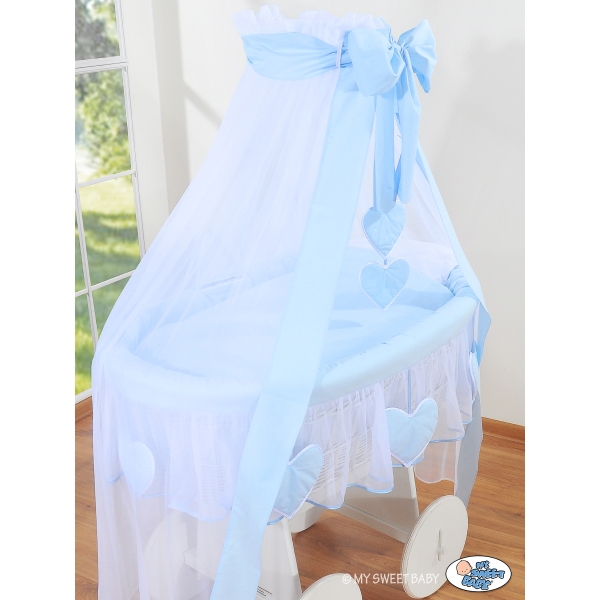 Berceau Deluxe à Baldaquin en Osier  Bleu Amelie