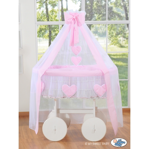 Berceau Deluxe à Baldaquin en Osier  Rose Amelie