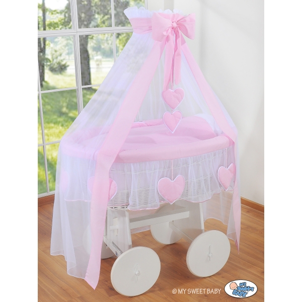 Berceau Deluxe à Baldaquin en Osier  Rose Amelie