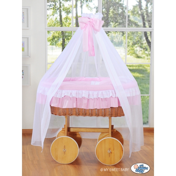 Berceau Deluxe à Baldaquin en Osier  Rose Bellamy pour Fille