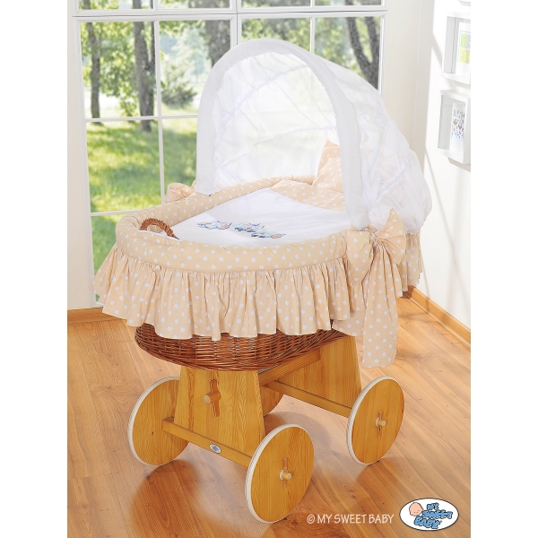 Berceau en Osier avec Capote - Beige Hiboux