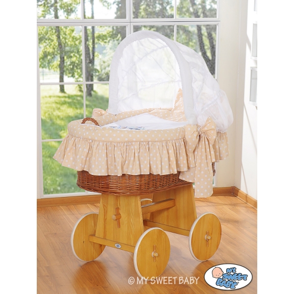 Berceau en Osier avec Capote - Beige Hiboux