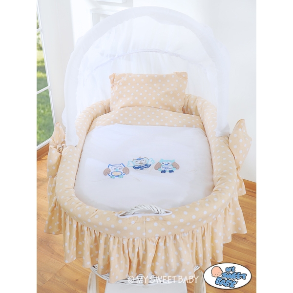 Berceau en Osier avec Capote - Beige Hiboux